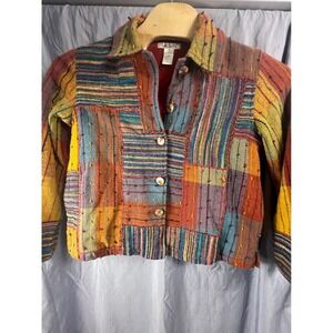 TravelSmith Mens Multi Color Woven Patchwork Cotton Lined Jacket 4357 M